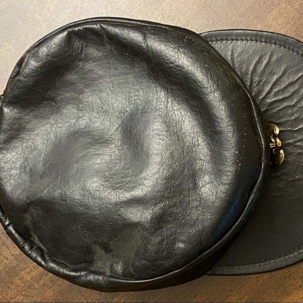 Vintage leather ranger style hat looks as an army style or railroad style hat